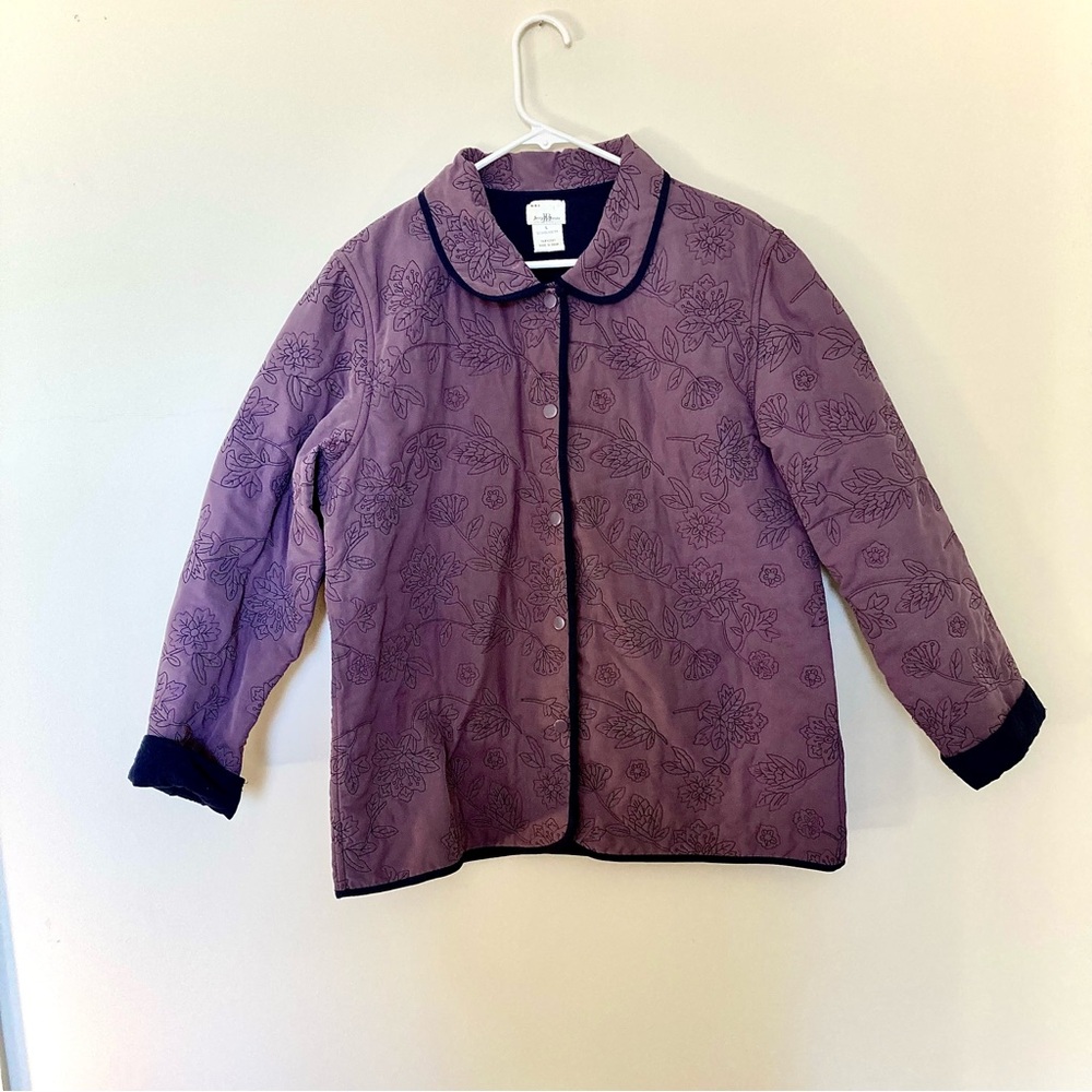 vintage jenny buchanan quilted purple floral jacket l 💜